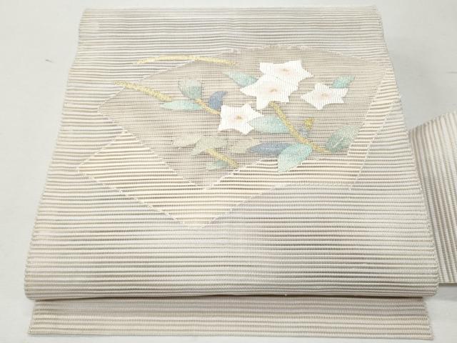 平和屋着物＊夏物 八寸名古屋帯 絽綴れ 地紙重ね桔梗文 金糸 正絹 逸品 CAAW6908fb