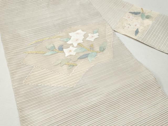 平和屋着物＊夏物 八寸名古屋帯 絽綴れ 地紙重ね桔梗文 金糸 正絹 逸品 CAAW6908fb