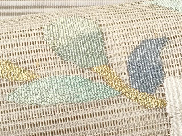 平和屋着物＊夏物 八寸名古屋帯 絽綴れ 地紙重ね桔梗文 金糸 正絹 逸品 CAAW6908fb