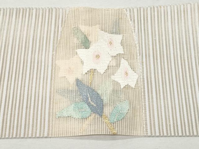 平和屋着物＊夏物 八寸名古屋帯 絽綴れ 地紙重ね桔梗文 金糸 正絹 逸品 CAAW6908fb