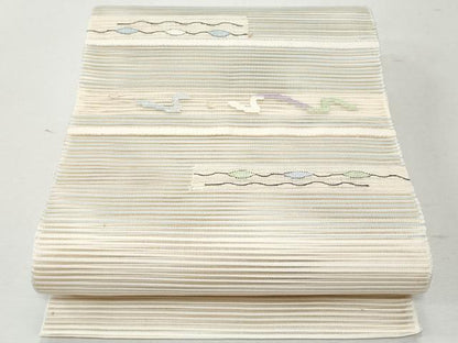 平和屋着物＊夏物 八寸名古屋帯 絽綴れ 横段吉祥文 金銀糸 正絹 逸品 CAAW6909fb