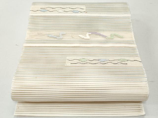 平和屋着物＊夏物 八寸名古屋帯 絽綴れ 横段吉祥文 金銀糸 正絹 逸品 CAAW6909fb