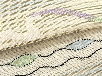 平和屋着物＊夏物 八寸名古屋帯 絽綴れ 横段吉祥文 金銀糸 正絹 逸品 CAAW6909fb
