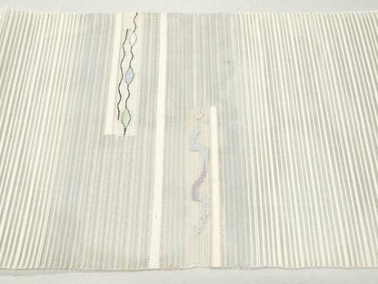 平和屋着物＊夏物 八寸名古屋帯 絽綴れ 横段吉祥文 金銀糸 正絹 逸品 CAAW6909fb