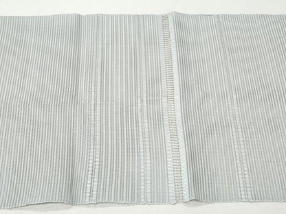 平和屋着物＊夏物　八寸名古屋帯　絽綴れ　横段文　灰青色　正絹　逸品　CAAW6910fb