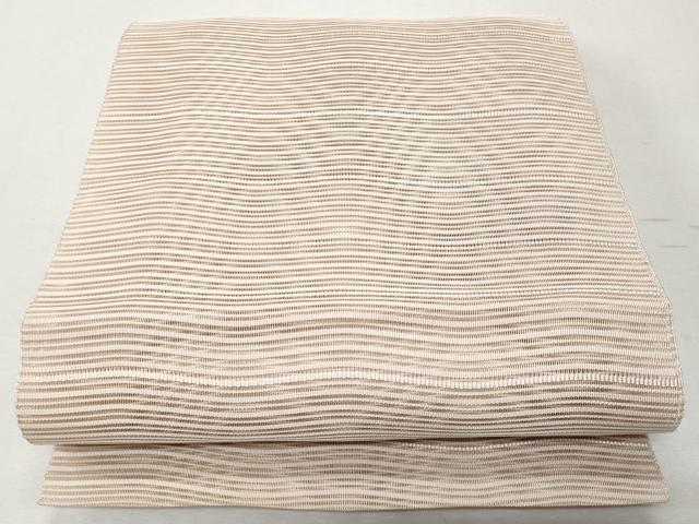 平和屋着物＊夏物 八寸名古屋帯 絽綴れ よろけ縞 洗柿色 正絹 逸品 CAAW6911fb