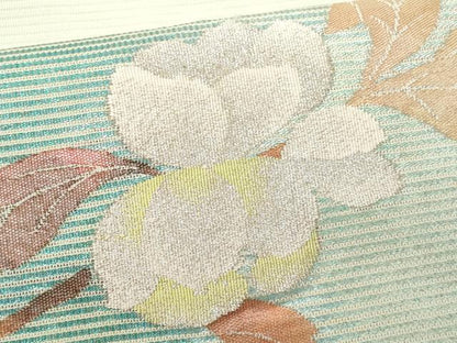 平和屋着物＊夏物 九寸名古屋帯 枝花文 銀糸 正絹 逸品 CAAW6913fb