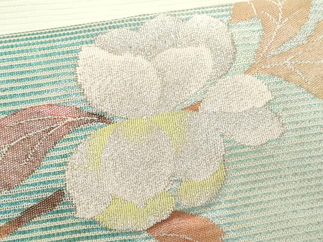 平和屋着物＊夏物 九寸名古屋帯 枝花文 銀糸 正絹 逸品 CAAW6913fb
