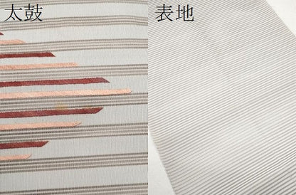 平和屋着物＊夏物　八寸名古屋帯　刺繍　絽綴れ　横段文　正絹　逸品　CAAW6927fb