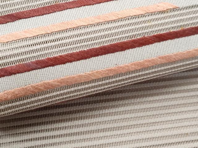 平和屋着物＊夏物　八寸名古屋帯　刺繍　絽綴れ　横段文　正絹　逸品　CAAW6927fb