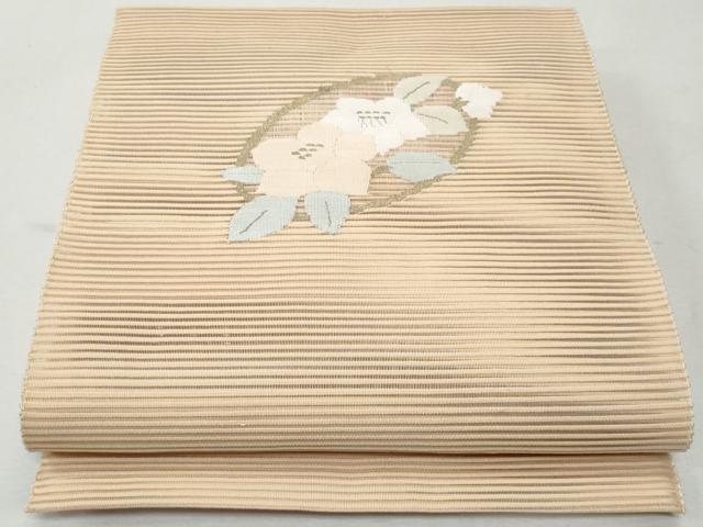 平和屋着物＊夏物 八寸名古屋帯 絽綴れ 草花文 金糸 正絹 逸品 CAAW6928fb