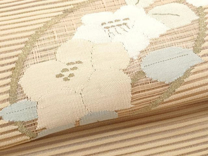 平和屋着物＊夏物 八寸名古屋帯 絽綴れ 草花文 金糸 正絹 逸品 CAAW6928fb