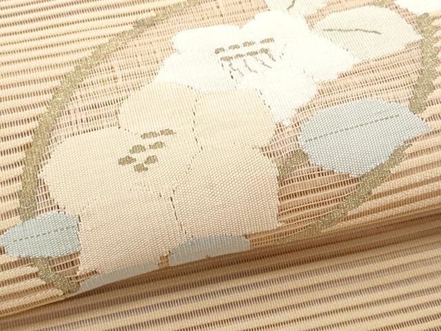 平和屋着物＊夏物 八寸名古屋帯 絽綴れ 草花文 金糸 正絹 逸品 CAAW6928fb