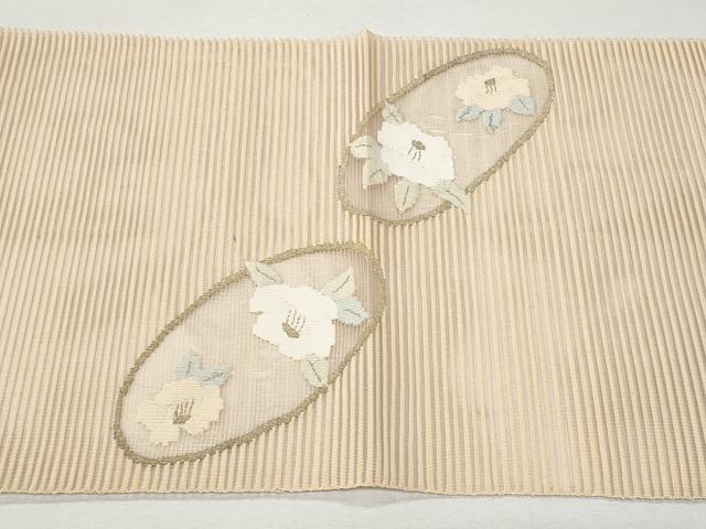 平和屋着物＊夏物 八寸名古屋帯 絽綴れ 草花文 金糸 正絹 逸品 CAAW6928fb