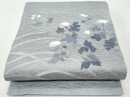 平和屋着物＊夏物 太鼓柄袋帯 すくい織 草花文 正絹 逸品 CAAW6938fb