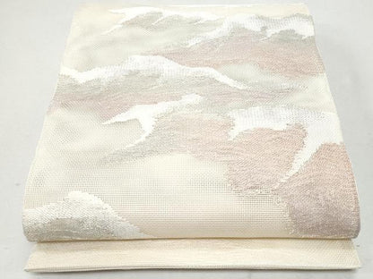 平和屋着物＊夏物 太鼓柄袋帯 遠山文 銀糸 正絹 逸品 CAAW6948fb