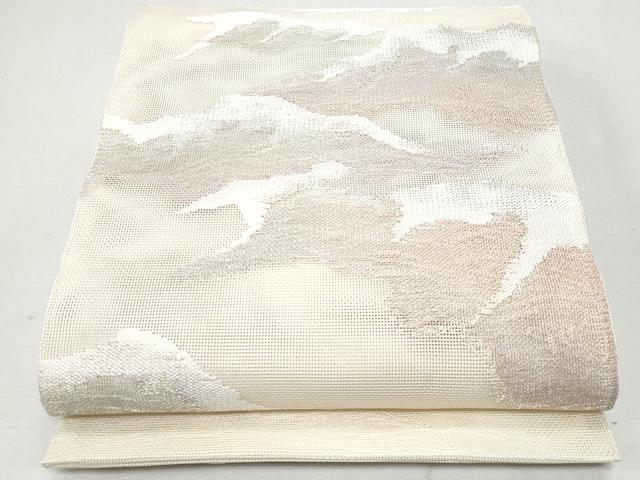 平和屋着物＊夏物 太鼓柄袋帯 遠山文 銀糸 正絹 逸品 CAAW6948fb