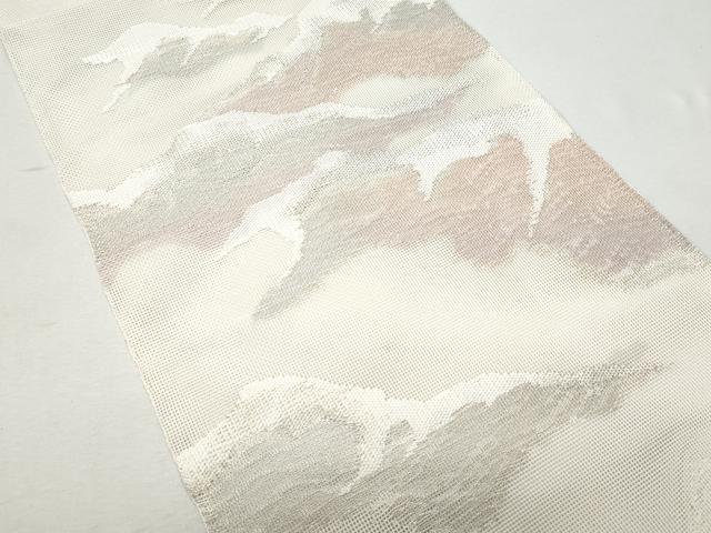 平和屋着物＊夏物 太鼓柄袋帯 遠山文 銀糸 正絹 逸品 CAAW6948fb