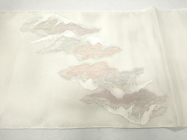 平和屋着物＊夏物 太鼓柄袋帯 遠山文 銀糸 正絹 逸品 CAAW6948fb