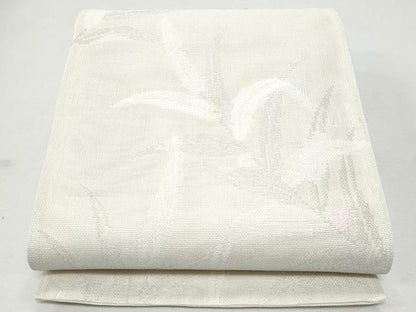 平和屋着物＊夏物 六通柄袋帯 枝葉文 銀糸 正絹 逸品 未使用 CAAW6951fb