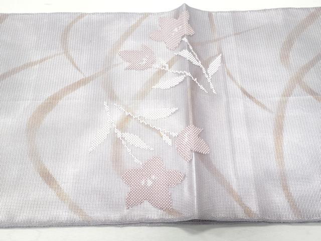 平和屋着物＊夏物 太鼓柄袋帯 芝草枝花文 銀糸 正絹 逸品 CAAW6960fb