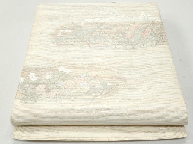 平和屋着物＊夏物 六通柄袋帯 草花文 金銀糸 正絹 逸品 CAAW6965fb