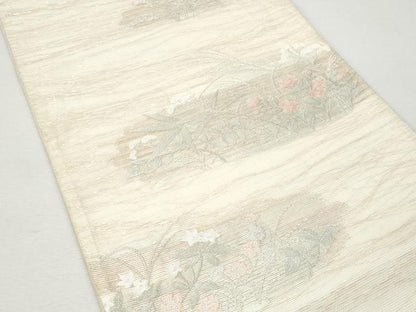 平和屋着物＊夏物 六通柄袋帯 草花文 金銀糸 正絹 逸品 CAAW6965fb