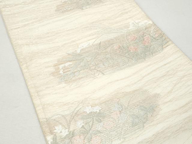 平和屋着物＊夏物 六通柄袋帯 草花文 金銀糸 正絹 逸品 CAAW6965fb