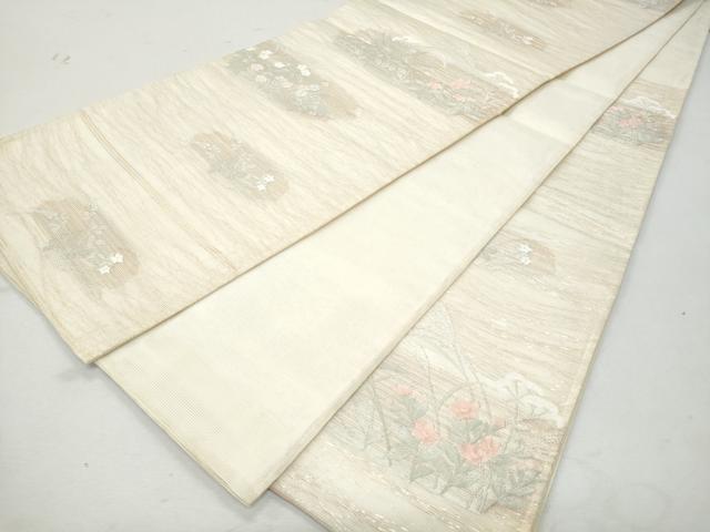 平和屋着物＊夏物 六通柄袋帯 草花文 金銀糸 正絹 逸品 CAAW6965fb