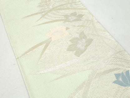 平和屋着物＊夏物 六通柄袋帯 流水草花文 金銀糸 正絹 逸品 CAAW6968fb