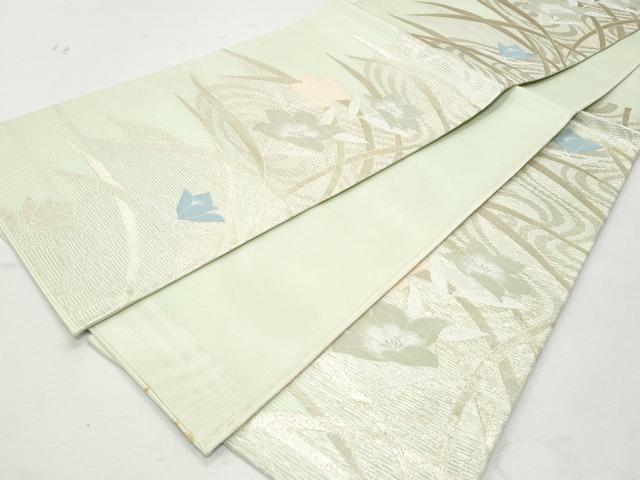 平和屋着物＊夏物 六通柄袋帯 流水草花文 金銀糸 正絹 逸品 CAAW6968fb