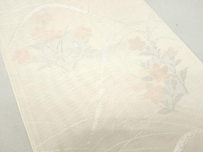 平和屋着物＊夏物 六通柄袋帯 草花文 銀糸 正絹 逸品 CAAW6972fb