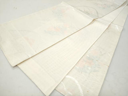 平和屋着物＊夏物 六通柄袋帯 草花文 銀糸 正絹 逸品 CAAW6972fb