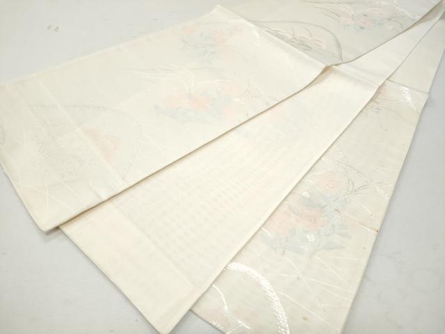 平和屋着物＊夏物 六通柄袋帯 草花文 銀糸 正絹 逸品 CAAW6972fb