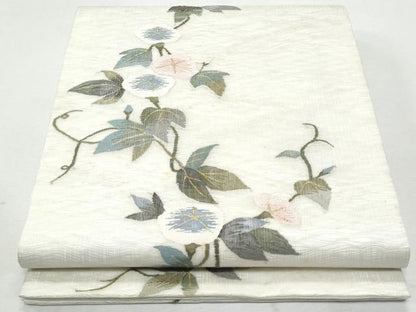 平和屋着物＊夏物 六通柄袋帯 すくい織 朝顔 金糸 正絹 逸品 CAAW6978fb