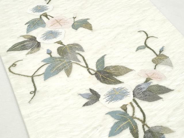 平和屋着物＊夏物 六通柄袋帯 すくい織 朝顔 金糸 正絹 逸品 CAAW6978fb