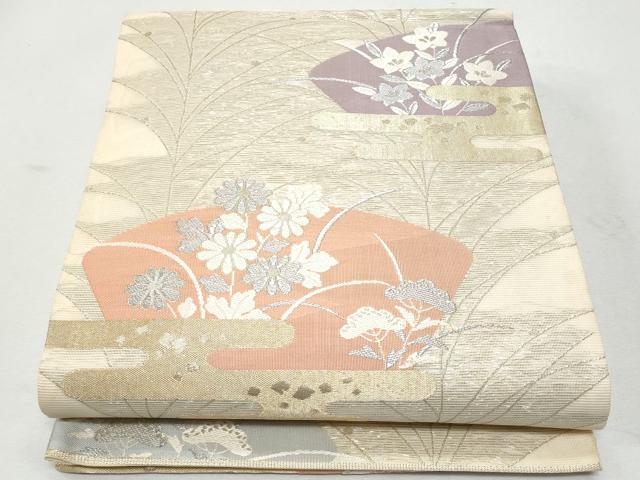 平和屋着物＊夏物 六通柄袋帯 エ霞地紙花文 金銀糸 正絹 逸品 CAAW6980fb