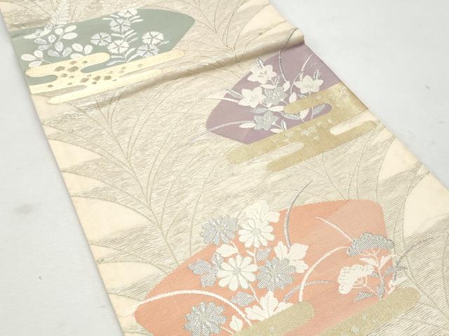 平和屋着物＊夏物 六通柄袋帯 エ霞地紙花文 金銀糸 正絹 逸品 CAAW6980fb