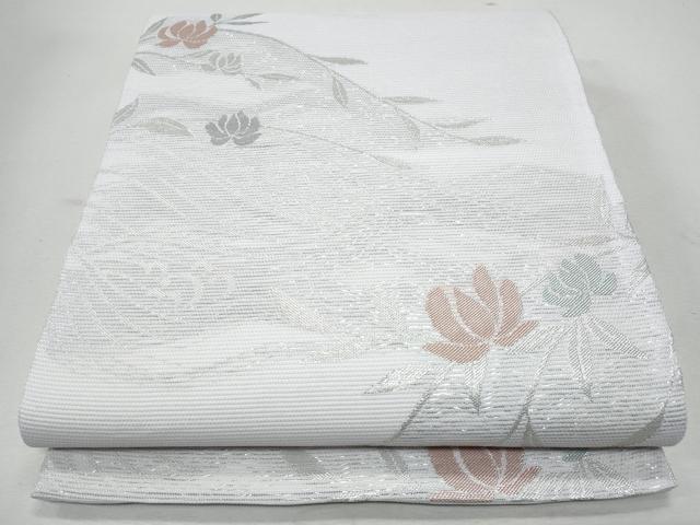 平和屋着物＊夏物 六通柄袋帯 枝花文 銀糸 正絹 逸品 CAAW6996fb