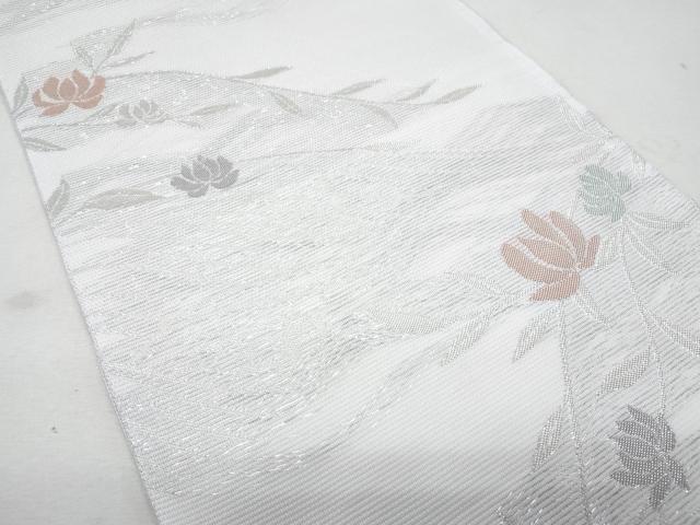 平和屋着物＊夏物 六通柄袋帯 枝花文 銀糸 正絹 逸品 CAAW6996fb