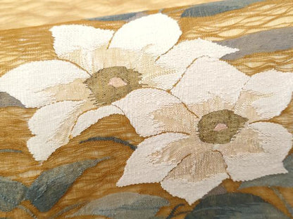 平和屋着物＊夏物　太鼓柄袋帯　すくい織　枝花文　金糸　正絹　逸品　CAAW7002fb