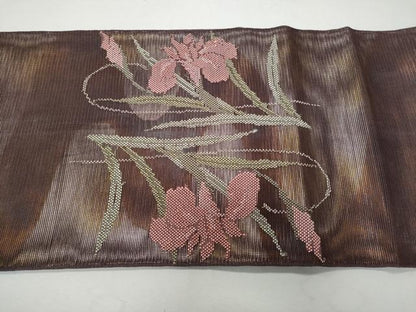 平和屋着物＊夏物 太鼓柄袋帯 杜若 銀糸 正絹 逸品 CAAW7003fb