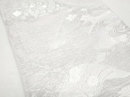 平和屋着物＊夏物 六通柄袋帯 枝花文 銀糸 正絹 逸品 CAAW7005fb