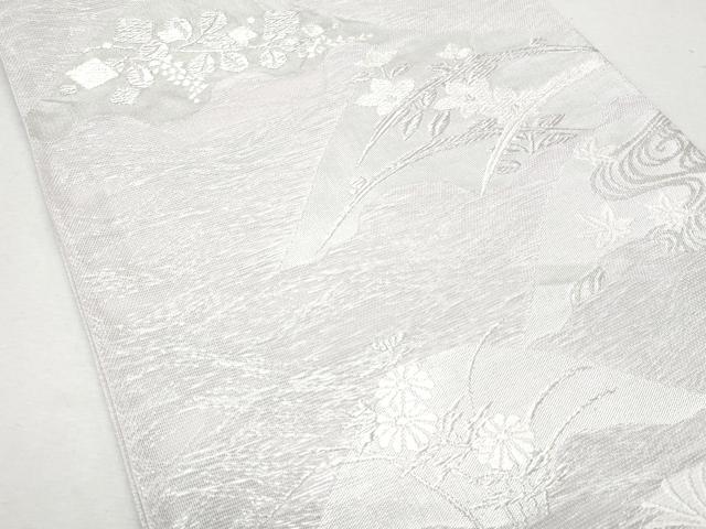 平和屋着物＊夏物 六通柄袋帯 枝花文 銀糸 正絹 逸品 CAAW7005fb