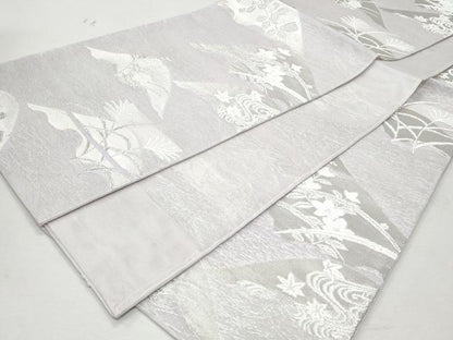 平和屋着物＊夏物 六通柄袋帯 枝花文 銀糸 正絹 逸品 CAAW7005fb