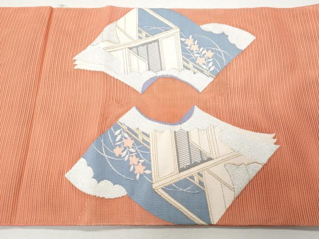 平和屋着物＊夏物 太鼓柄袋帯 絽綴れ 人物花文 金銀糸 正絹 逸品 CAAW7006fb