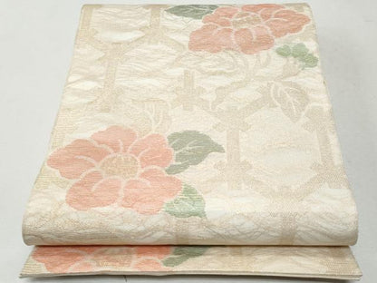 平和屋着物＊夏物 全通柄袋帯 椿 金糸 正絹 逸品 CAAW7019fb