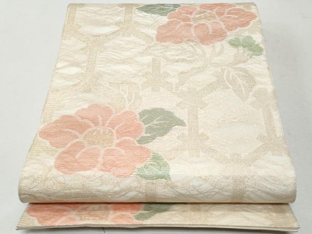 平和屋着物＊夏物 全通柄袋帯 椿 金糸 正絹 逸品 CAAW7019fb