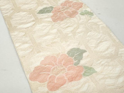 平和屋着物＊夏物 全通柄袋帯 椿 金糸 正絹 逸品 CAAW7019fb