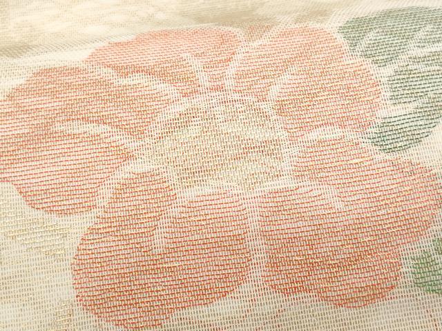 平和屋着物＊夏物 全通柄袋帯 椿 金糸 正絹 逸品 CAAW7019fb